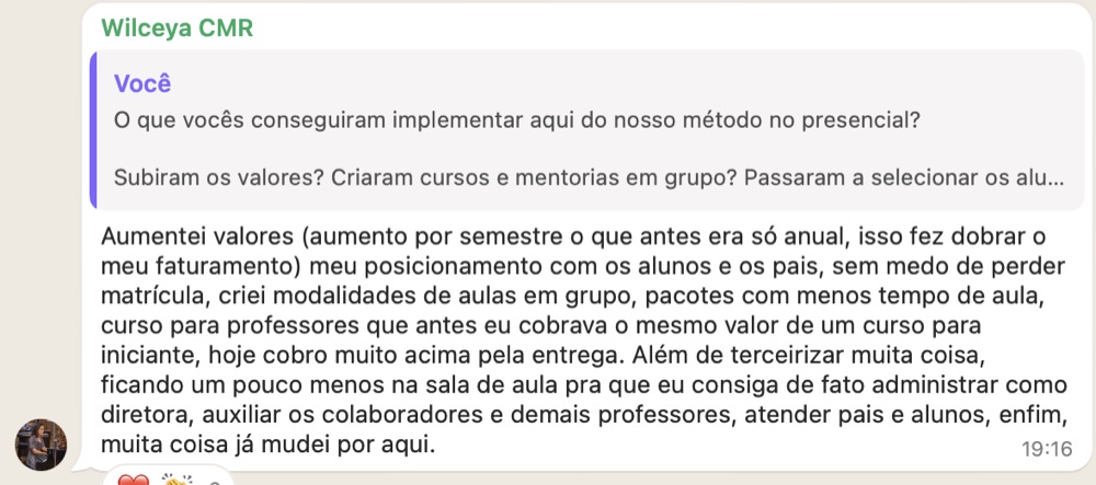 Depoimento de aluna